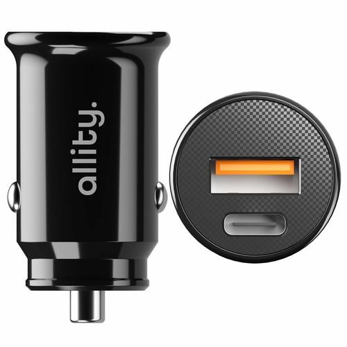 Incarcator auto Allity ACC-100-30WAC, 1x USB-C, 1x USB-A, 30W (Negru)