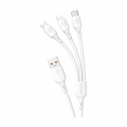 Cablu de date si incarcare universal Dudao USB-A/USB-C/Micro USB/Lightning, 1.2m (Alb)