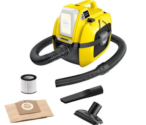 Aspirator umed și uscat Karcher  WD 1, 230W, 18V, Capacitate container 7l, Functie de suflanta, fara acumulator (Galben)
