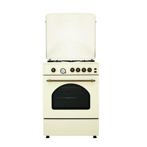 Aragaz rustic Samus SR660G4C1, Gaz, 4 arzatoare, 55 l, Gratare fonta, Siguranta plita, Aprindere electrica plita (Bej)