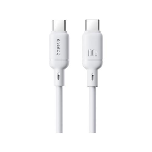 Cablu de date / adaptor Baseus Silky, USB-C Male la USB-C Male, 100 W, 1 m (Alb)