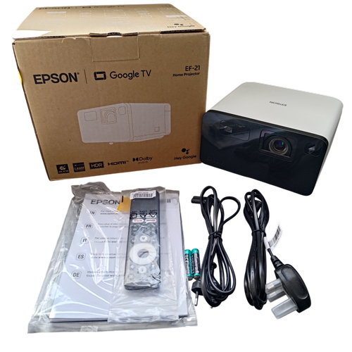 Videoproiector Epson EF-21W, Laser, 3LCD, Full HD, 1000 lumen, Mod Cinema, HDMI, USB, Google TV (Alb)