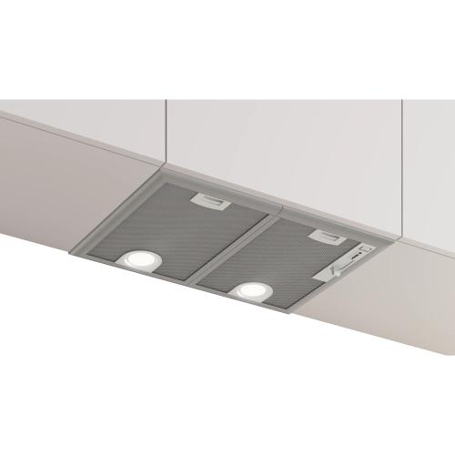 Hota incorporabila Bosch DHL555BM, Putere de absorbtie 604 mc/h, Iluminare LED, 1 motor, Control mecanic, Clasa D, 53 cm (Argintiu)