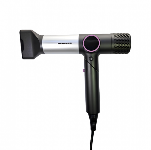 Uscator de par profesional HEINNER HHD-Y16DBLDC-SBP, 1600 W, 2 trepte putere, 3 setari temperatura, Maner pliabil, Afisaj digital (Negru/Gri)