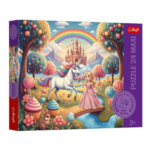 Puzzle Trefl Maxi Printesa si unicorn, 24 de piese