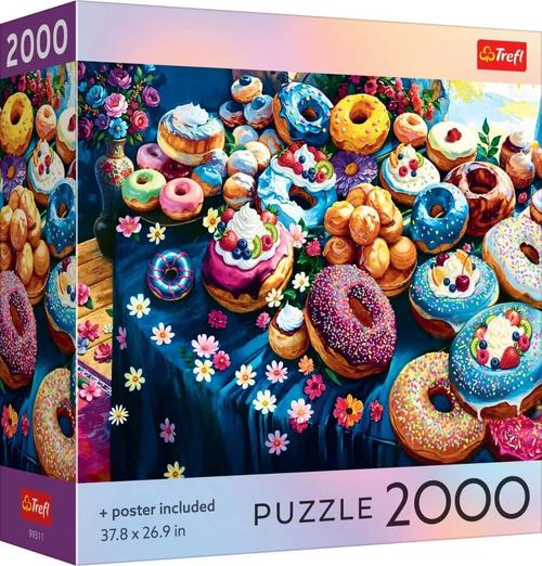 Puzzle Trefl Colectia SUA Gogosi colorate cu poster inclus, 2000 de piese