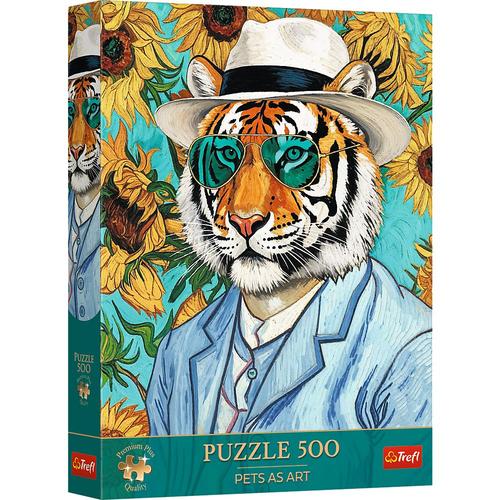 Puzzle Trefl Premium Plus Pets As Art Domnul Tigru si floarea soarelui, 500 de piese
