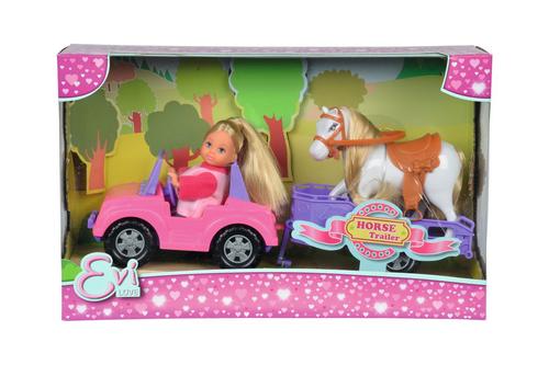 Set papusi - Evi Masinuta cu remorca pentru cai / Horse Trailer - Evi Love - Steffi Love