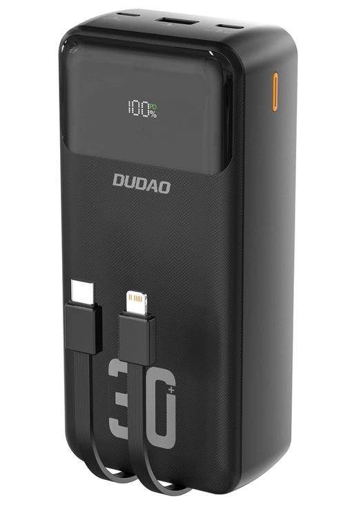 Baterie Externa Dudao K15MAX, 30000mAh, 22.5W, QC + PD, 1 x Lightning - 1 x USB-A - 2 x USB-C, Neagra