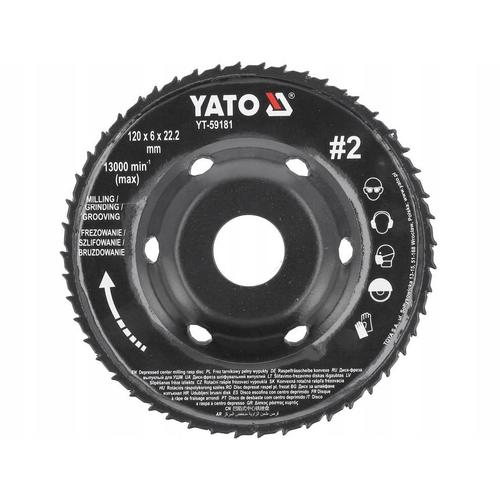 Disc convex complet YATO 120x6mm, pentru slefuit si frezat, 13.000 rpm, 22.2mm