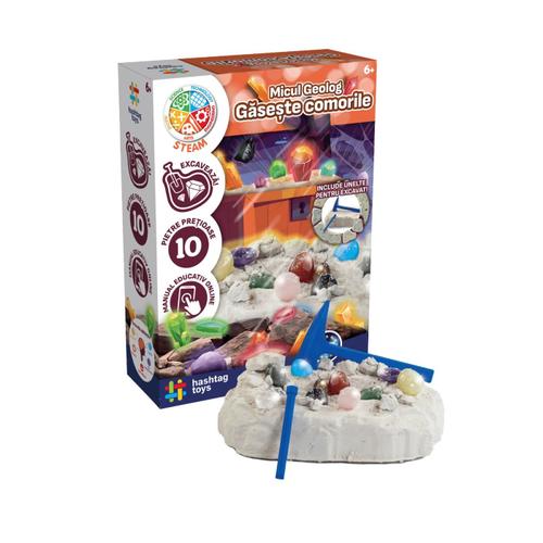 Set educativ Hashtag Toys STEAM - Micul geolog, Gaseste comorile, lb. romana, +6 ani