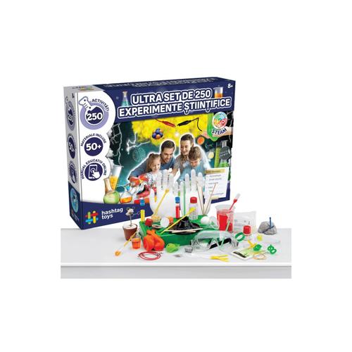 Joc Hashtag Toys STEAM - Ultra set de 250 experimente stiintifice, lb. romana, +8 ani