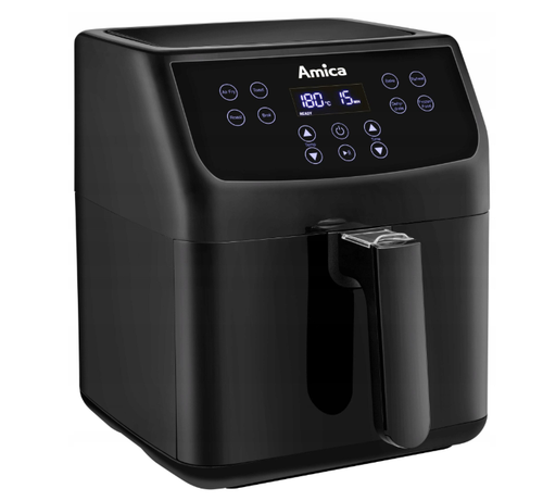 Friteuza cu ae cald Amica AFM 4011, 1.4kg, 6.8l, 1700W, temperatura 80-200C, design antiderapant, Negru
