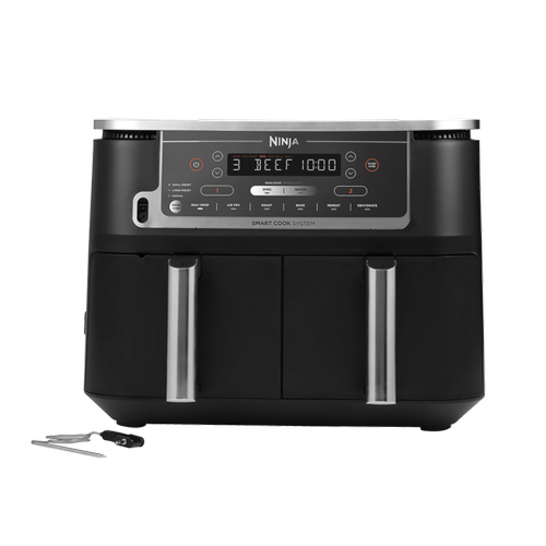 Friteuza cu aer cald Ninja Foodi Max Dual Zone AF451EU, 2470 W, Sistem Smart Cook, 9.5 l, 2 sertare, 6 functii de gatit (Negru)