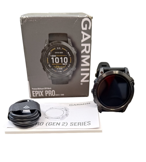 Ceas Activity Tracker Garmin Epix Pro (Gen 2), 51mm, curea silicon Neagra, Glass (Gri)