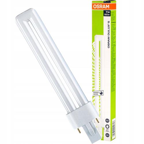 Bec economic Dulux S, Osram, G23, 11 W, 4000K, 2 pini, 900 lm, 237 mm, Lumina neutra