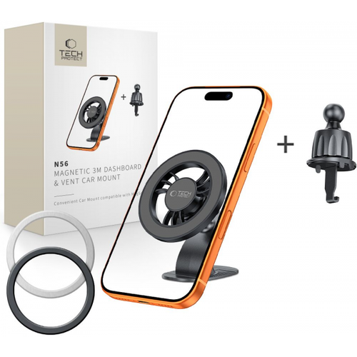 Suport Auto Magnetic Tech-Protect N56 2in1 II, Universal, Negru