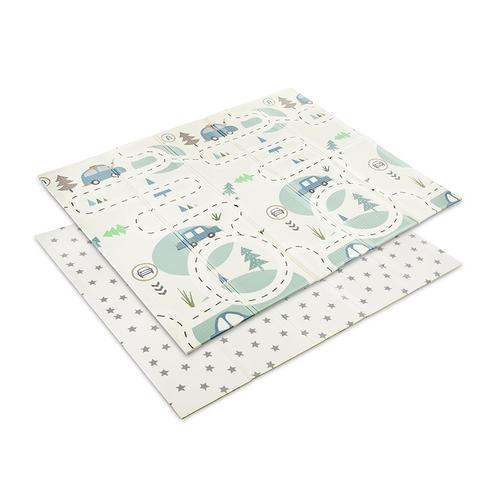 Covoras de joaca termic pentru copii Lorelli Funny City & Stars, din spuma XPE, design cu doua fete, pliabil, 180 x 200 cm