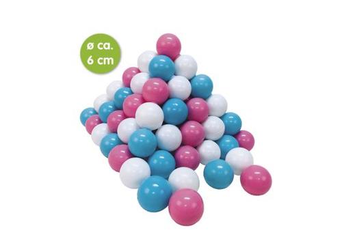 Set 100 bile din plastic moale fara BPA, Knorr Toys, diametru 6 cm, 0 Luni+, Rose/Creme/Light Blue