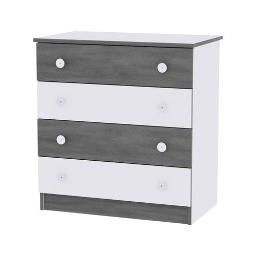 Comoda lemn Lorelli White Vintage Grey, 81x50x86 cm, 4 sertare