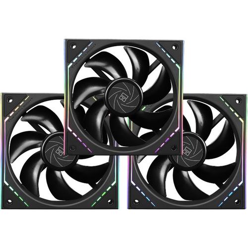 Set 3 ventilatoare Thermalright TL-M12, 120mm, 1500 RPM, S-FDB Bearing, 47.6 CFM, LED ARGB, 4pin PWM (Negru)