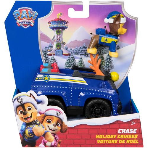 Set figurina si vehicul Paw Patrol - Chase, cu accesorii de Craciun