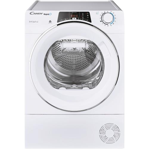 Uscator de rufe Candy Rapido ROE H10A2TCEX-S, Pompa de caldura, 10 kg, Clasa E, Conectivitate WiFi+Bt, Easy case, Dry sensor, Easy iron (Alb)