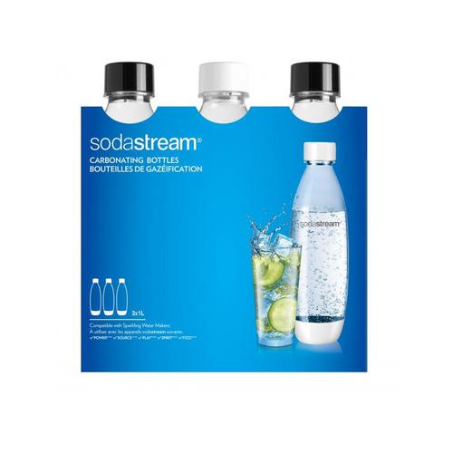 Set 3 sticle PET Sodastream Fuse, 1 l (Negru/Alb)
