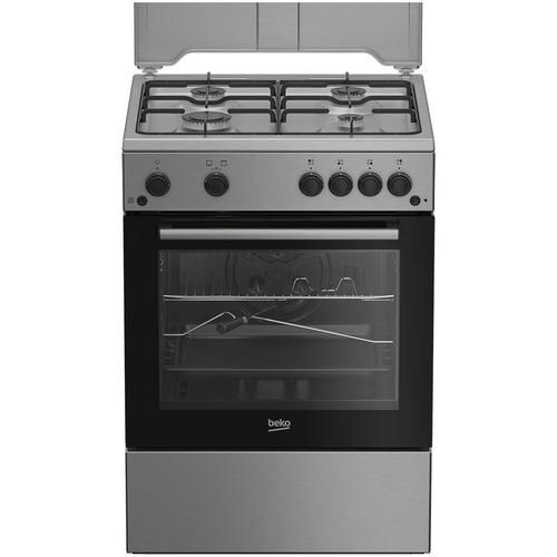 Aragaz Beko FSHT62111GX, Gaz, 4 arzatoare, Aprindere electrica plita/cuptor, Grill, Rotisor, 60 cm (Inox)