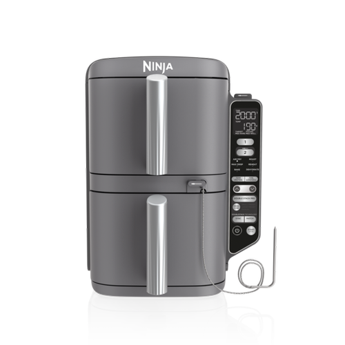 Friteuza cu aer cald Ninja Double Stack XL Smart SL451, 2470 W, 8 programe, 9.5 l, Oprire automata (Gri)