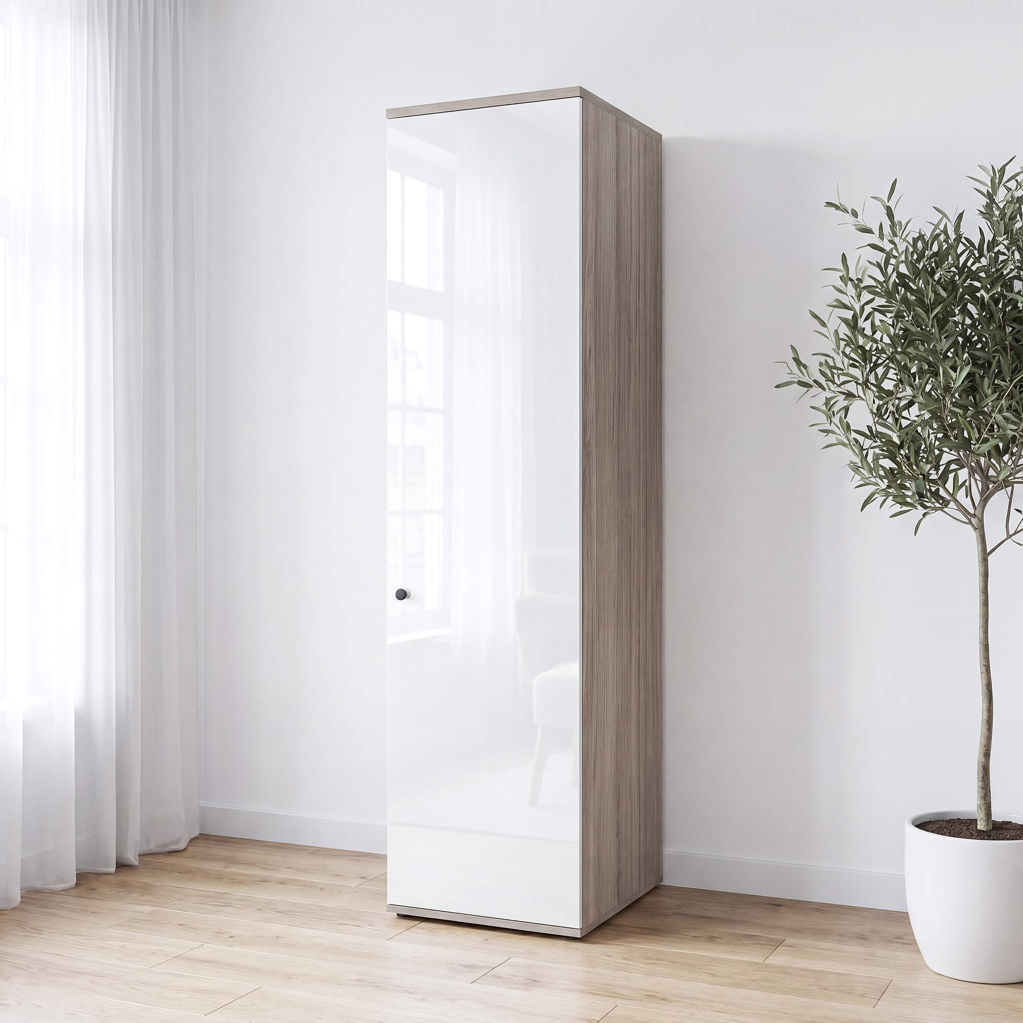 Dulap haine PRIMAVERA, 1 Usa, MDF Alb lucios