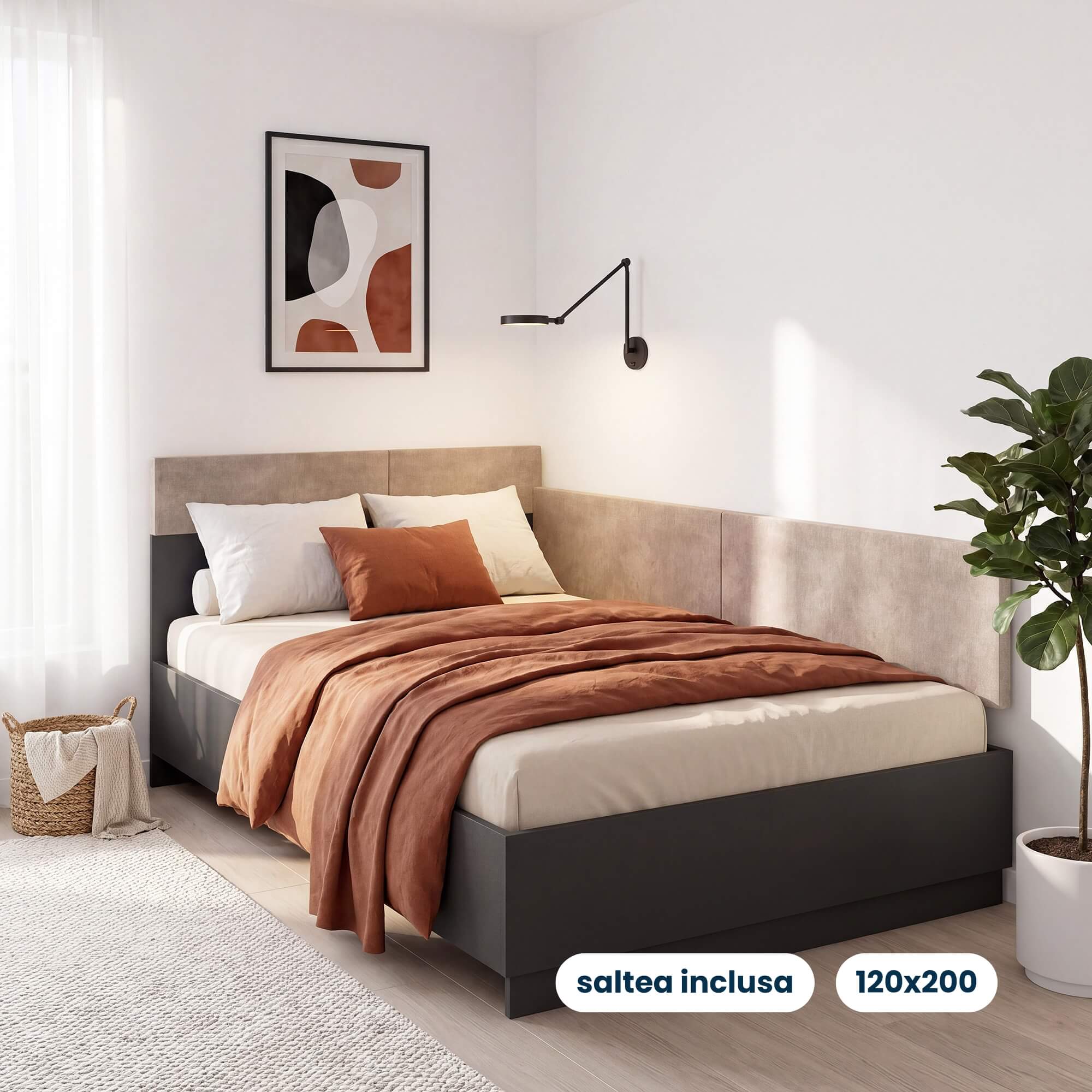 Pat colt AMBRO cu saltea inclusa, 120x200