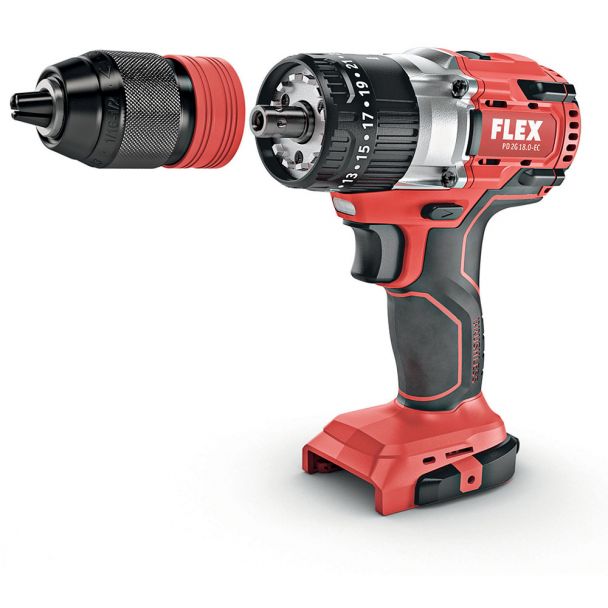 Masina de gaurit si insurubat cu percutie, compatibila cu acumulatori Flex PD 2G 18.0-EC, Li-Ion 18V, cuplu maxim 90 Nm, valiza de transport