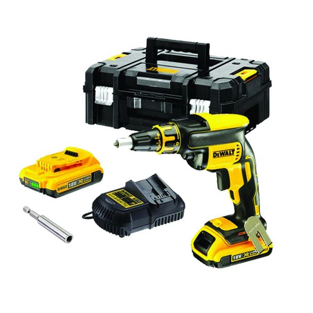 Masina de insurubat pentru gips-carton, cu acumulatori Dewalt DCF620D2, 18V/2.0Ah, 2 acumulatori, incarcator, valiza de transport