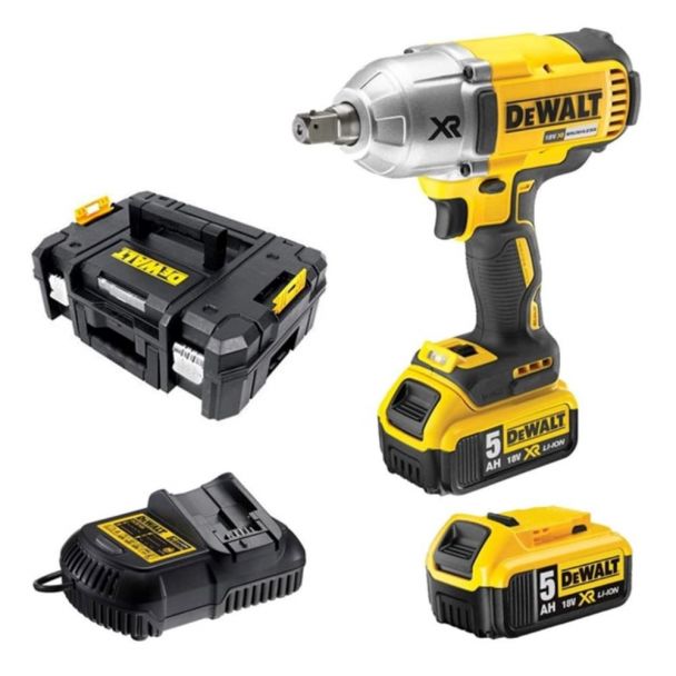Masina de insurubat cu impact Dewalt DCF900P2T, patrat 1/2"", max 1355 Nm, cu 2 acumulatori 18V XR /5.0 Ah si incarcator in valiza TSTAK