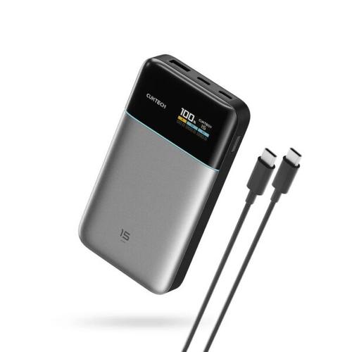 Acumulator extern Cuktech 15 Power Bank Air CKPB150SGLGR, 15000 mAh, 100 W, 1 x USB, 2 x USB Type-C, Digital Display (Gri)
