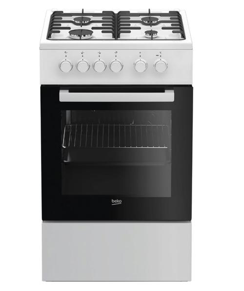 Aragaz Beko FSS52020DW, 4 arzatoare, Aprindere electrica, Cuptor electric, 60 l, Grill, 60 cm (Alb)
