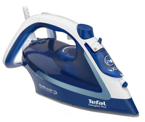 Fier de calcat Tefal EasyGliss Plus FV5735E0, 2500 W, 220 g/min,  Durilium AirGlide, Sistem anticalcar, Functie calcare verticala, Auto OFF, Autosteam (Alb/Albastru)