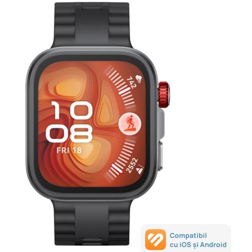 Smartwatch HUAWEI Watch Fit 4 Pro, Ecran AMOLED 1.82inch, Bluetooth, ECG, 5 ATM, Curea Fluoroelastomer (Negru)