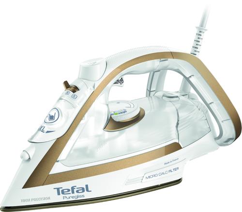 Fier de calcat Tefal Puregliss FV8042E0, 2900 W, Debit de abur 50 g/min, Jet de abur 270 g/min, Rezervor 0.27 l (Alb/Auriu)