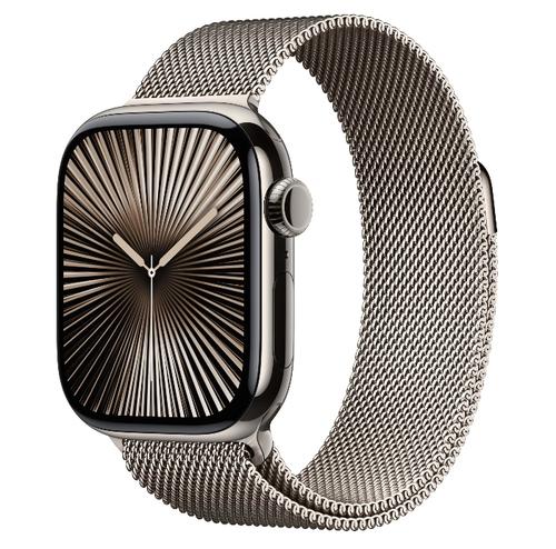 Smartwatch Apple Watch 10 GPS Cellular, Carcasa Natural Titanium  42mm, ecran LTPO OLED, 64GB, curea inox Natural Milanese Loop