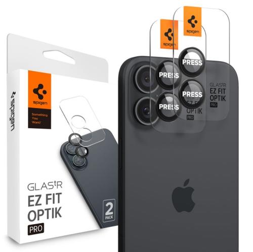Folie de protectie Camera spate Spigen EZ FIT pentru Apple iPhone 16 Plus / 16, Sticla Securizata, Set 2 bucati, Neagra