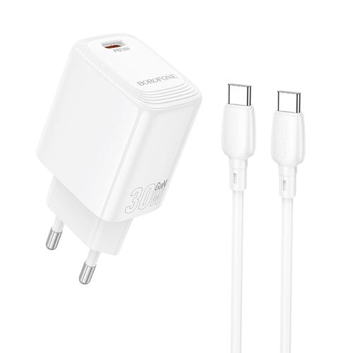 Incarcator Retea USB-C Borofone BN28 Fuente, 30W, 3A, 1 x USB-C, Alb