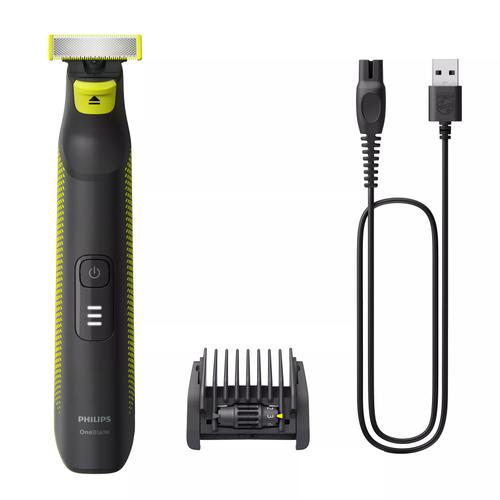 Aparat de ras electric Philips OneBlade Pro QP6506/15 5-in-1, Wet&Dry, Autonomie 90 minute  (Negru/Verde)