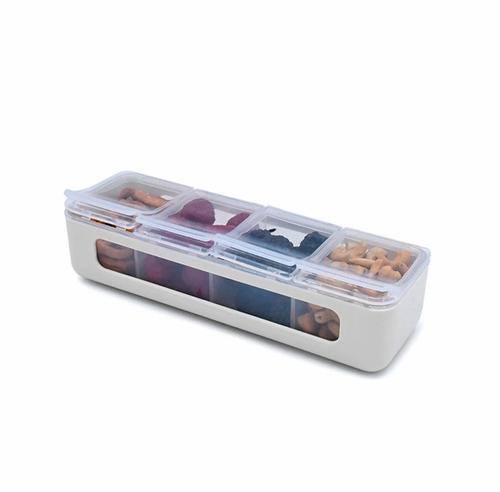Cutie pentru depozitarea alimentelor Melii, cu 4 compartimente, Crem