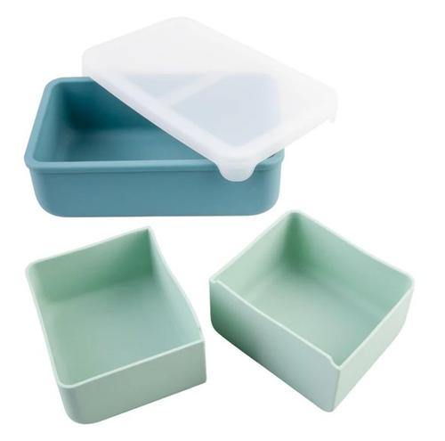 Cutie pranz bento cu compartimente detasabile MELII Cactus, 1300ml, Albastru/Verde