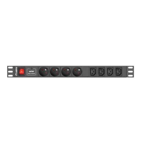 Prelungitor PDU Lanberg PDU-04E04I-0200-IEC-BK, 1U, 10A, 8 prize, 2m (Negru)