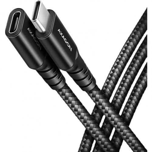 Cablu de date Axagon BUCM32-CF10AB, USB-C Male la USB-C Female, Lungime 1m, PD 240 W, 5A, QC4+ (Negru)