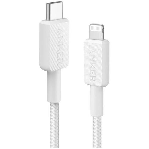 Cablu alimentare si date Anker A81B5G21, USB Type-C (T) la Lightning (T), 0.9m rata transfer 480 Mbps, invelis nylon, braided (Alb)