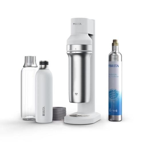 Aparat de sifon Brita sodaTRIO, Sticla din inox, Sticla premium, Butelie CO2 (Alb)